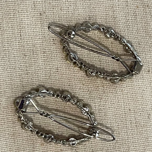 Topaz Color Oval Hair Clips with Rhinestones main image 6